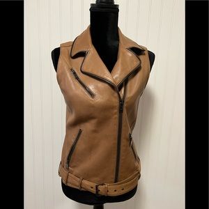 ‼️Haute Hippie Tawny Luxe Leather Moto Vest -Cognac XS